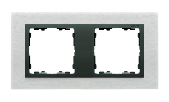 Ramka 2-krotna Nature-metal, Inox mat / pierścień grafit - 82827-31 - KONTAKT SIMON