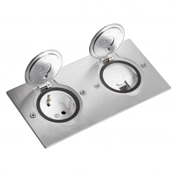 POKRYWA GNIAZDA, PODWÓJNA, PROSTOKĄTNA, INOX - 089702 - LEGRAND