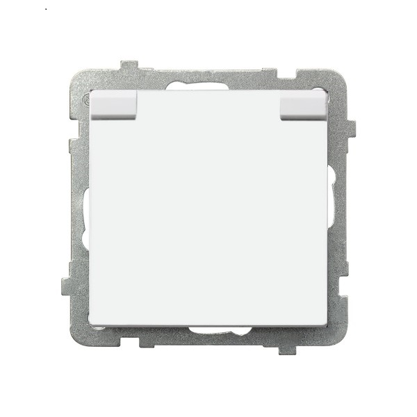 GNIAZDO POJEDYNCZE Z UZIEMIENIEM 2P+Z BRYZGOSZCZELNE Z KLAPKĄ ZACISKI ŚRUBOWE 16A 250V IP44 BIAŁY SONATA - GPH-1RZ/m/00/w - OSPEL