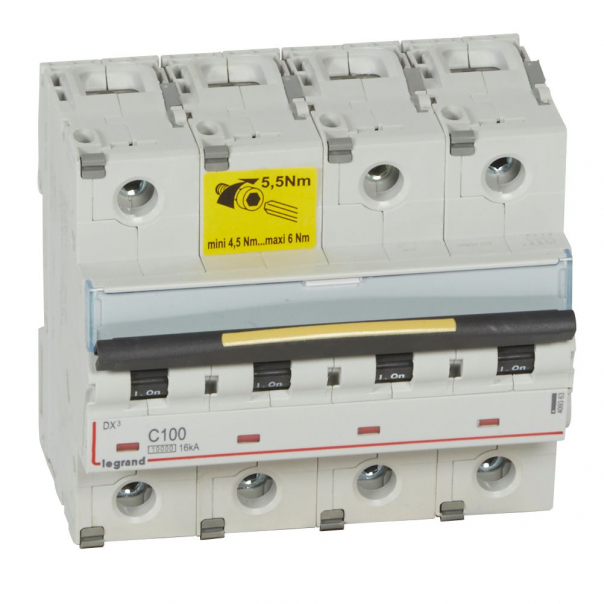 WYŁĄCZNIK NADPRĄDOWY C 100A 4-POLOWY CHARAKTERYSTYKA C SERII DX3 S 314 - 409363 - LEGRAND