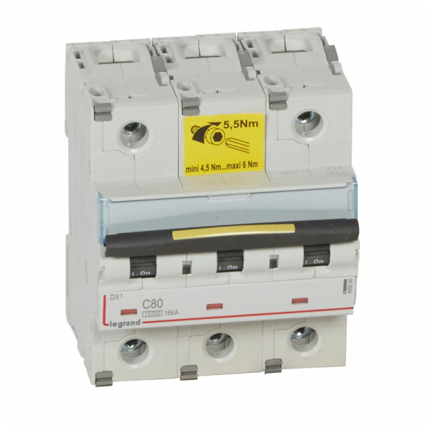 WYŁĄCZNIK NADPRĄDOWY C 80A 3-POLOWY CHARAKTERYSTYKA C SERII DX3 S 313 - 409280 - LEGRAND