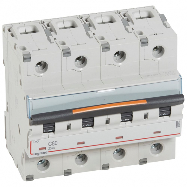 WYŁĄCZNIK NADPRĄDOWY C 80A 4-POLOWY 25KA DX3 S324 - 409801 - LEGRAND
