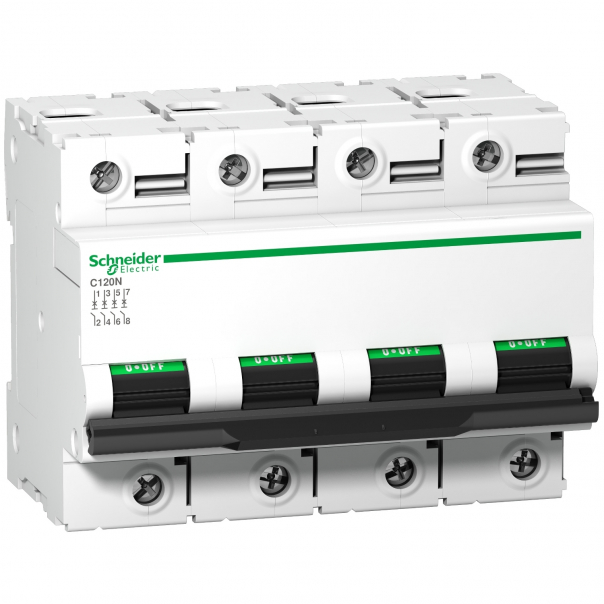 WYŁĄCZNIK NADPRĄDOWY C 80A 4-BIEGUNOWY CHARAKTERYSTYKA C C120N-C80-4 - A9N18372 - SCHNEIDER ELECTRIC