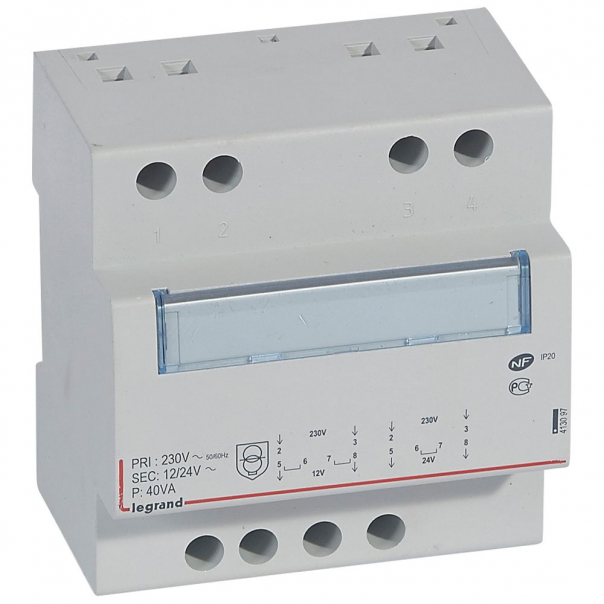 TRANSFORMATOR BEZPIECZEŃSTWA MODUŁOWY TR340 12/24 40VA - 413097 - LEGRAND