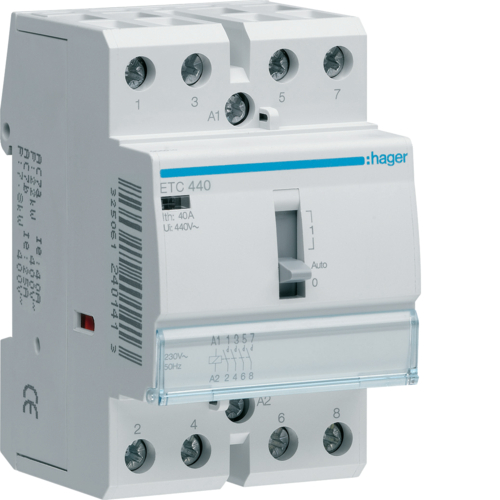 STYCZNIK TARYFOWY ZE STEROWANIEM RĘCZNYM 4NO 40A 230V AC. - ETC440 - HAGER