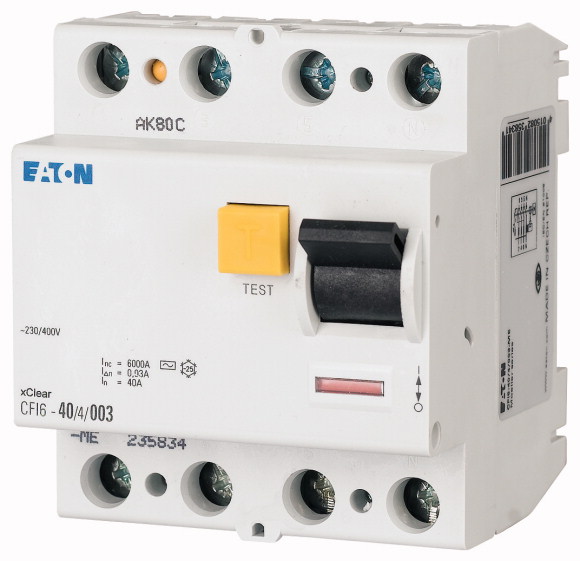 WYŁĄCZNIK RÓŻNICOWY 25A/30MA 4 POLOWY TYP AC CFI6 - 235776 - EATON