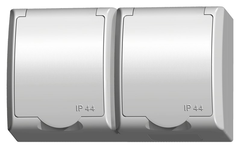 GNIAZDO PODWÓJNE Z UZIEMIENIEM SCHUKO Z PRZESŁONAMI TORÓW PRĄDOWYCH BIAŁE FALA - GNH-2HSP/00/w - OSPEL