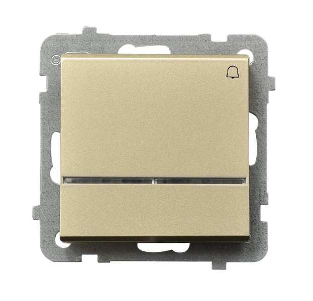 ŁĄCZNIK ZWIERNY DZWONEK Z PODŚWIETLENIEM ZACISKI AUTOMATYCZNE 10AX 250V IP20 SZAMPAŃSKI ZŁOTY SONATA - ŁP-6RS/m/39 - OSPEL