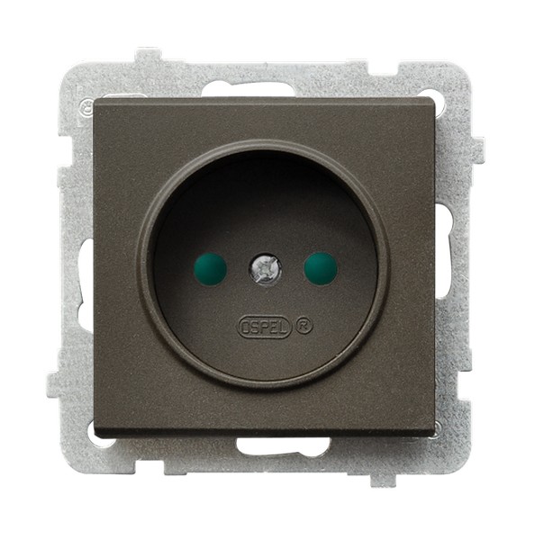 GNIAZDO 2P Z PRZESŁONAMI TORÓW PRĄDOWYCH CZEKOLADOWY METAL SONATA - GP-1RP/m/40 - OSPEL