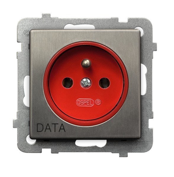 GNIAZDO POJEDYNCZE Z UZIEMIENIEM DATA STAL INOX SONATA - GP-1RMZD/m/37 - OSPEL