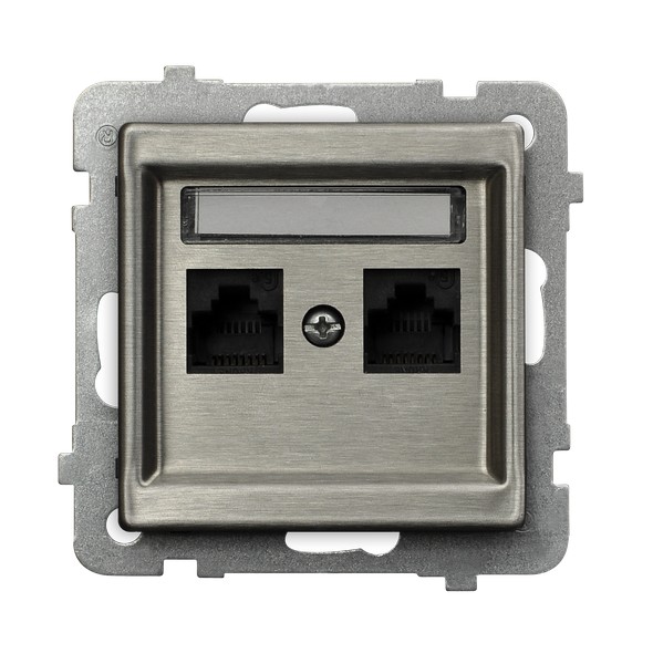 GNIAZDO KOMP PODWÓJNE KAT. 5E STAL INOX SONATA - GPK-2RM/K/m/37 - OSPEL