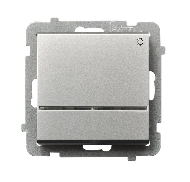ŁĄCZNIK ZWIERNY ŚWIATŁO Z PODŚWIETLENIEM ZACISKI AUTOMATYCZNE 10AX 250V IP20 SREBRO MAT SONATA - ŁP-5RS/m/38 - OSPEL