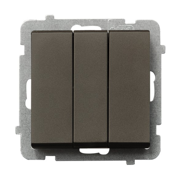 ŁĄCZNIK POTRÓJNY ZACISKI AUTOMATYCZNE 10AX 250V IP20 CZEKOLADOWY METAL SONATA - ŁP-13R/m/40 - OSPEL