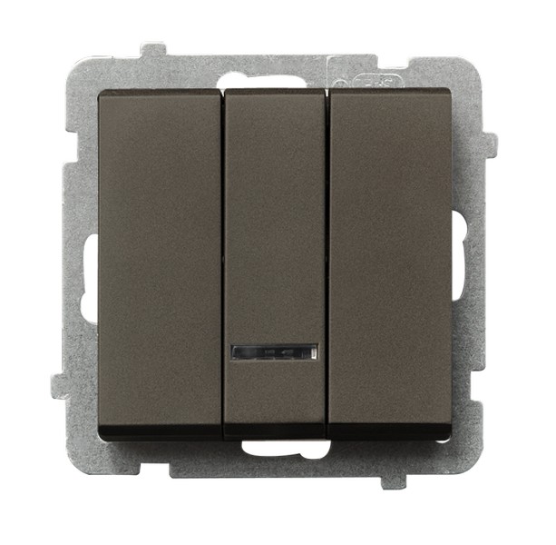 ŁĄCZNIK POTRÓJNY Z PODŚWIETLENIEM ZACISKI AUTOMATYCZNE 10AX 250V IP20 CZEKOLADOWY METALIK SONATA - ŁP-13RS/m/40 - OSPEL