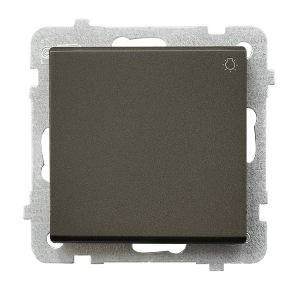 ŁĄCZNIK ZWIERNY ŚWIATŁO ZACISKI AUTOMATYCZNE 10AX 250V IP20 CZEKOLADOWY METAL SONATA - ŁP-5R/m/40 - OSPEL