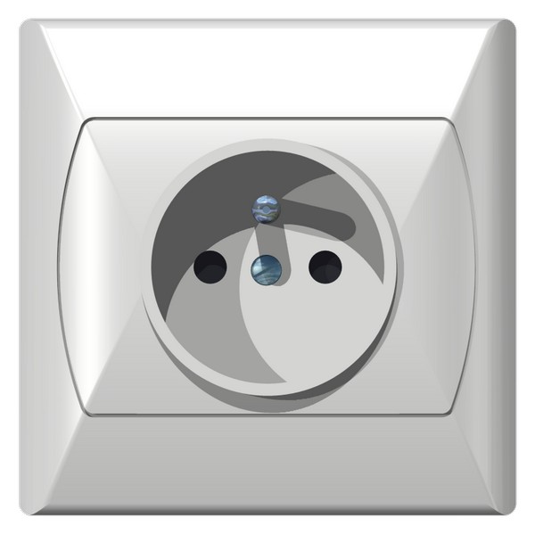 GNIAZDO POJEDYNCZE Z UZIEMIENIEM Z PRZESŁONAMI TORÓW PRĄDOWYCH BIAŁY AKCENT - GP-1AZP/00 - OSPEL