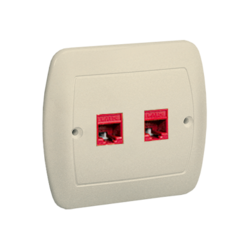 Gniazdo komputerowe RJ45 podwójne, kategoria 5e. Montaż do puszki na wkręty; beż - AF52/12 - KONTAKT SIMON