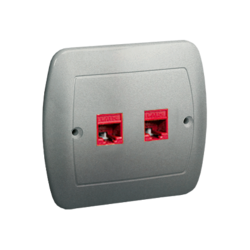 Gniazdo komputerowe RJ45 podwójne, kategoria 5e. Montaż do puszki na wkręty; aluminiowy - AF52/26 - KONTAKT SIMON