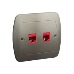 Gniazdo komputerowe RJ45 podwójne, kategoria 5e. Montaż do puszki na wkręty; satynowy - AF52/29 - KONTAKT SIMON