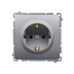 Gniazdo wtyczkowe z uziemieniem Schuko (moduł) z przesłonami torów prądowych,16A, 250V~, zaciski śrubowe; stal inox - BMGSZ1Z.01/21 - KONTAKT SIMON