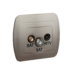 Gniazdo antenowe SAT-SAT-RTV końcowe; satynowy - AZAR+SAT3.1-P2/29 - KONTAKT SIMON