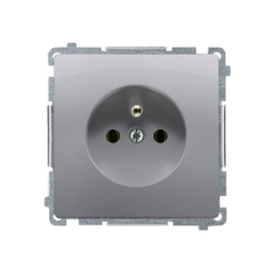 Gniazdo wtyczkowe z uziemieniem (moduł) 16A, 250V~, szybkozłącza; stal inox - BMGZ1C.01/21 - KONTAKT SIMON