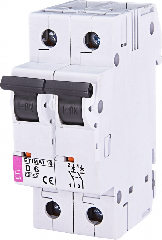 WYŁĄCZNIK NADPRĄDOWY ETIMAT 10 2P D6 - 002153712 - ETI
