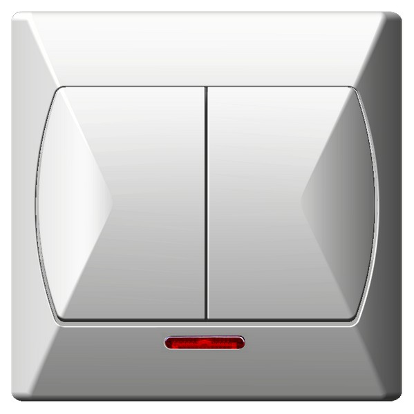 ŁĄCZNIK ŚWIECZNIKOWY Z PODŚWIETLENIEM POMARAŃCZOWYM ZACISKI ŚRUBOWE 10AX 250V IP20 BIAŁY AKCENT - ŁP-2AS/00 - OSPEL