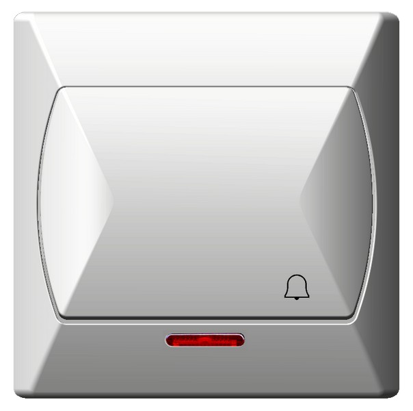 ŁĄCZNIK ZWIERNY DZWONEK Z PODŚWIETLENIEM POMARAŃCZOWYM ZACISKI ŚRUBOWE 10AX 250V IP20 BIAŁY AKCENT - ŁP-6AS/00 - OSPEL