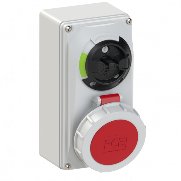 GNIAZDO Z WYŁĄCZNIKIEM 0-1 MAŁE BLOKADA MECHANICZNA 16A 400V 3P+Z+N IP67 - 61152-6 - PCE