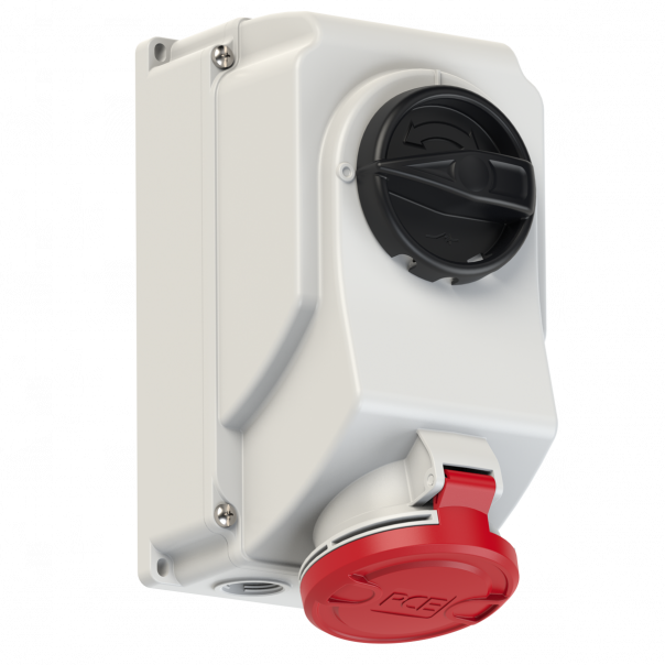 GNIAZDO Z WYŁĄCZNIKIEM 0-1 DUŻE BLOKADA MECHANICZNA 32A 400V 3P+Z+N IP44 - 7525-6 - PCE