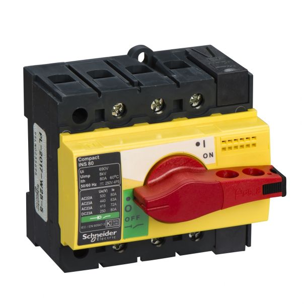 ROZŁĄCZNIK 80A 3 POLOWY ŻÓŁTO-CZERWONY INS80  - 28920 - SCHNEIDER ELECTRIC