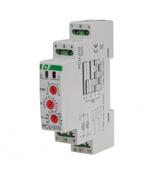 Przekaźnik czasowy, styk: 2xNO/NC 230V - PCU-510DUO - F&F