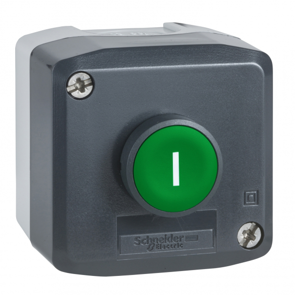 STACJA STERUJĄCA CIEMNOSZARA ZIELONY PRZYCISK FI 22 SAMOPOWROTNY "I" 1 NO - XALD102 - SCHNEIDER ELECTRIC
