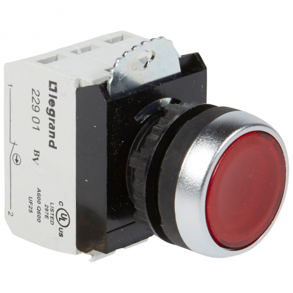 GŁÓWKA PŁASKA 230 V + UCHWYT + 1NC+1NO CZERWONA KOMPLET Z PODŚWIETLENIEMOSMOZ - 023758 - LEGRAND