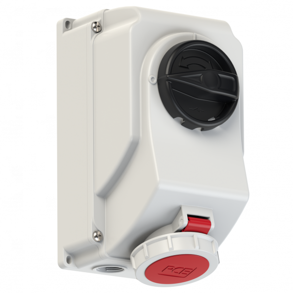 GNIAZDO Z WYŁĄCZNIKIEM 0-1 DUŻE BLOKADA MECHANICZNA 16A 400V 3P+Z IP67 - 75142-6 - PCE
