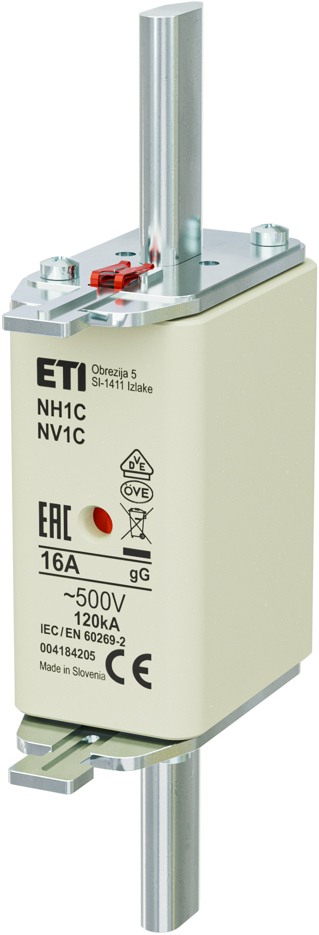 WKŁADKA TOPIKOWA NH - ZWŁOCZNA / KOMBI NH1C GG 16A/500V - 004184205 - ETI
