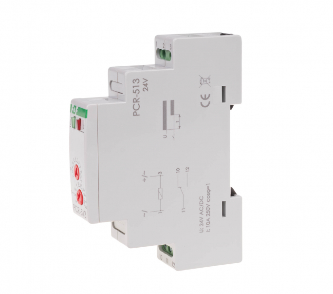 Przekaźnik czasowy rewersyjny, styki: 1NO/NC 24V - PCR-513-24V - F&F