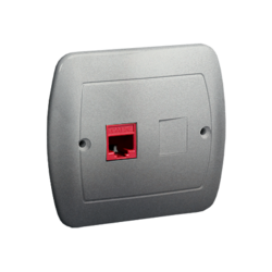 Gniazdo komputerowe RJ45 pojedyncze, kategoria 5e. Montaż do puszki na wkręty; aluminiowy - AF51/26 - KONTAKT SIMON