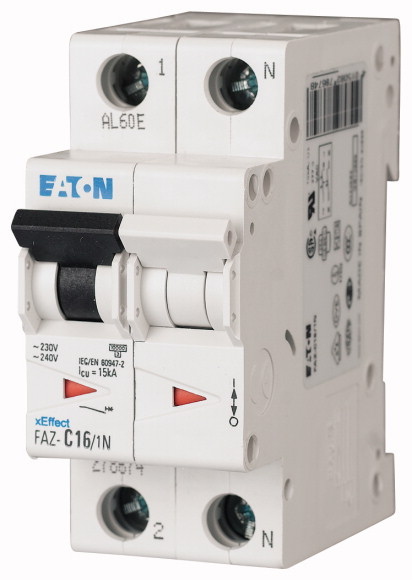 WYŁACZNIK NADPRĄDOWY SERII 15KA 1-POLOWY Z TOREM NEUTRALNYM FAZ-C10/1N  - 278670 - EATON
