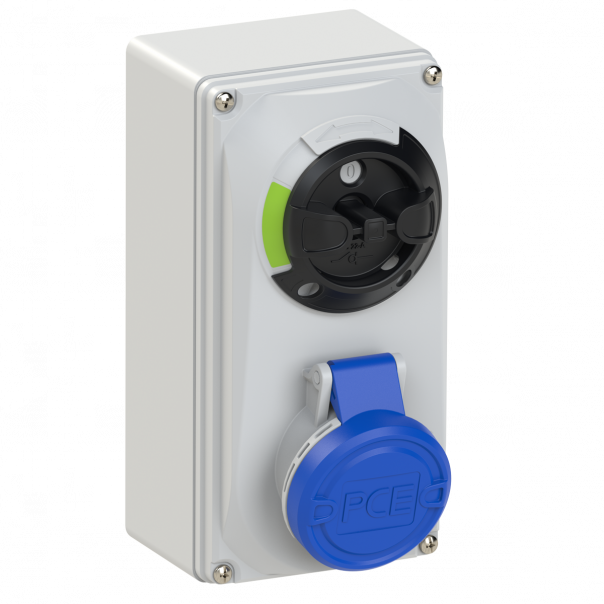 GNIAZDO Z WYŁĄCZNIKIEM 0-1 MAŁE BLOKADA MECHANICZNA 16A 230V 2P+Z IP44 - 6113-6 - PCE