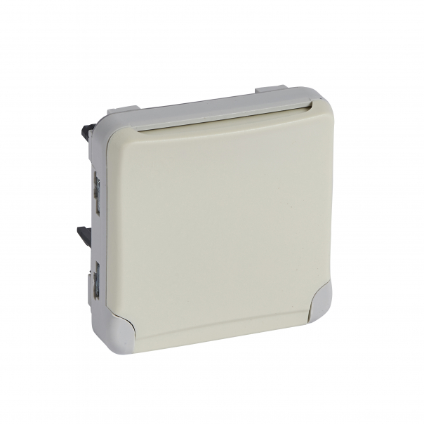 GNIAZDO POJEDYNCZE Z UZIEMIENIEM 2P+Z Z PRZESŁONAMI ZACISKI ŚRUBOWE 16A 250V IP55 BIAŁY/ECRU PLEXO55 - 069622 - LEGRAND