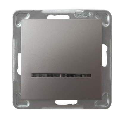 ŁĄCZNIK JEDNOBIEGUNOWY POJEDYNCZY Z PODŚWIETLENIEM NIEBIESKIM ZACISKI AUTOMATYCZNE 16AX 250V IP20 TYTAN IMPRESJA - ŁP-1YS/m/23 - OSPEL