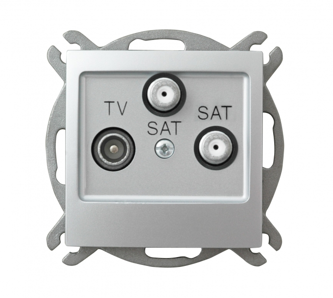 GNIAZDO ANTENOWE RTV-SAT Z DWOMA WYJŚCIAMI SAT 1.5DB SREBRNY IMPRESJA - GPA-Y2S/m/18 - OSPEL
