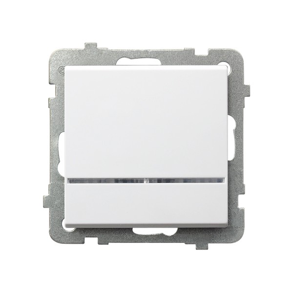 ŁĄCZNIK JEDNOBIEGUNOWY POJEDYNCZY Z PODŚWIETLENIEM POMARAŃCZOWYM ZACISKI AUTOMATYCZNE 16AX 250V IP20  BIAŁYSONATA - ŁP-1RS/m/00 - OSPEL