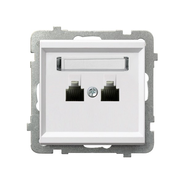 GNIAZDO TELEFONICZNE PODWÓJNE RÓWNOLEGŁE BIAŁY SONATA - GPT-2RR/m/00 - OSPEL
