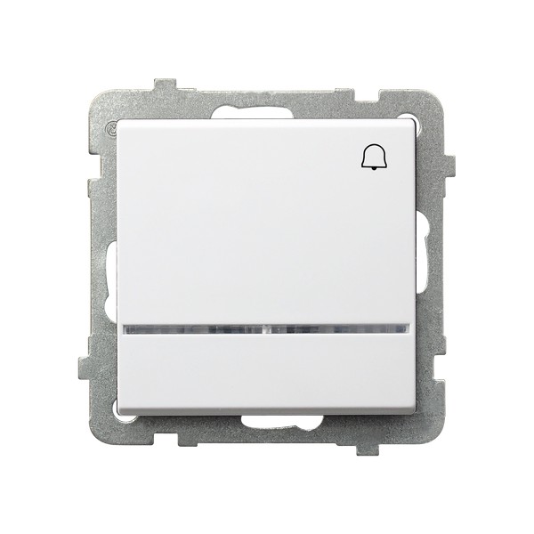 ŁĄCZNIK ZWIERNY DZWONEK Z PODŚWIETLENIEM ZACISKI AUTOMATYCZNE 10AX 250V IP20 BIAŁY SONATA - ŁP-6RS/m/00 - OSPEL