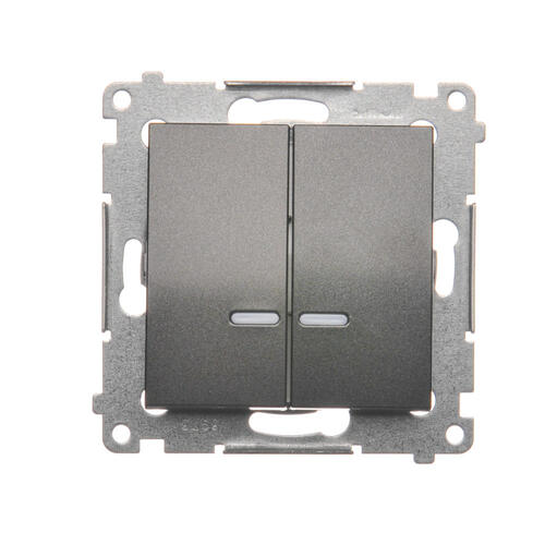 ŁĄCZNIK ŚWIECZNIKOWY Z PODŚWIETLENIEM LED DO WERSJI IP44 ZACISKI AUTOMATYCZNE 10AX 250V ANTRACYT SIMON 54 - DW5BL.01/48 - KONTAKT SIMON