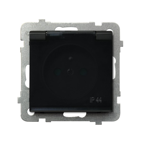 GNIAZDO POJEDYNCZE Z UZIEMIENIEM 2P+Z BRYZGOSZCZELNE ZACISKI ŚRUBOWE 16A 250V IP44 CZARNY METALIC SONATA - GPH-1RZP/m/33/d - OSPEL