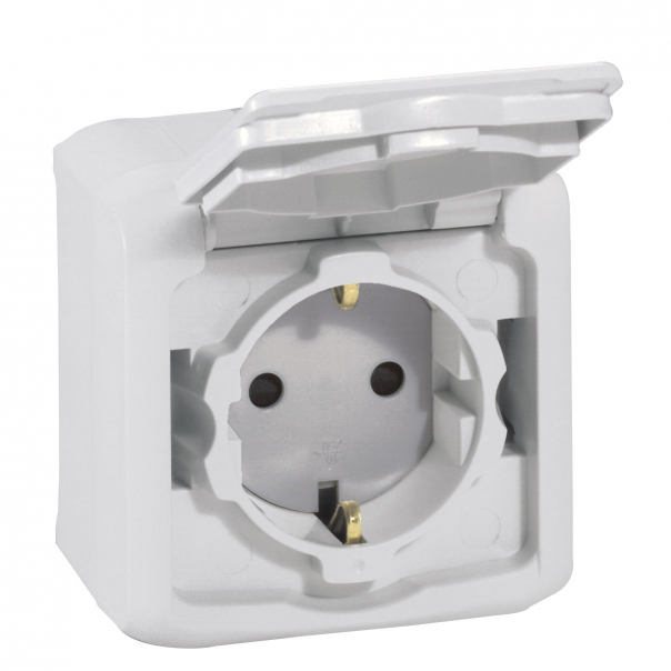 GNIAZDO POJEDYNCZE Z UZIEMIENIEM SCHUKO 16 A - 250 V SZARE FORIX IP44 - 782393 - LEGRAND